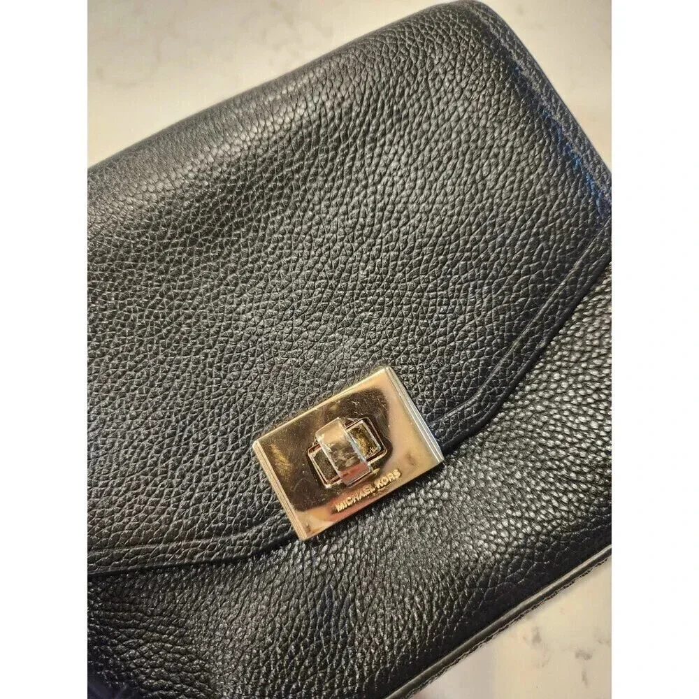 Michael Kors Cassie Black Pebbled Leather Crossbody Bag